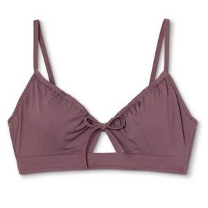 Shade & Shore Women's Tunneled Tie-Front Bikini Top Dusk Purple 38D Swimsuit